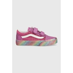 Detské tenisky Vans UY Old Skool V GLIT MULTI fialová farba