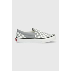 Detské tenisky Vans UY Classic Slip On CTHR CHBD TRDWN šedá farba