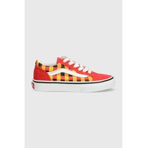 Detské tenisky Vans UY Old Skool GLOW MULTI červená farba