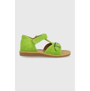 Detské semišové sandále Pom D'api zelená farba