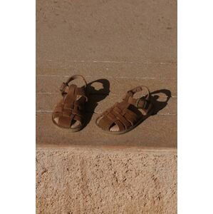 Detské semišové sandále Konges Sløjd béžová farba