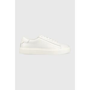 Kožené tenisky Calvin Klein Hm0hm00861 Low Top Lace Up Lth biela farba