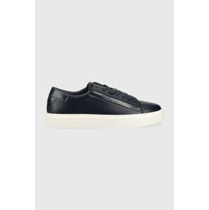 Kožené tenisky Calvin Klein Hm0hm00861 Low Top Lace Up Lth tmavomodrá farba