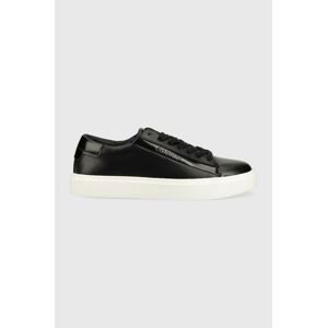 Kožené tenisky Calvin Klein Hm0hm00861 Low Top Lace Up Lth čierna farba