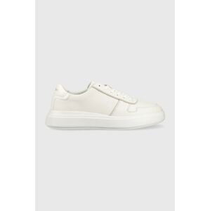 Kožené tenisky Calvin Klein HM0HM00992 LOW TOP LACE UP PIPING biela farba