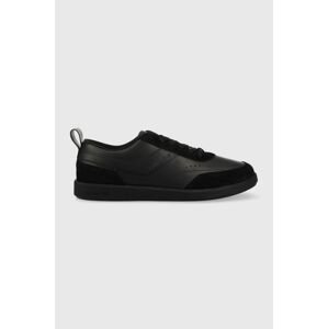 Kožené tenisky Calvin Klein HM0HM00851 LOW TOP LACE UP LTH MIX čierna farba