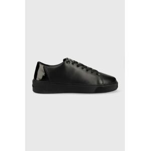 Kožené tenisky Calvin Klein HM0HM00869 LOW TOP LACE UP FESTIVE čierna farba