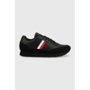 Kožené tenisky Tommy Hilfiger FM0FM04397 CORE EVA RUNNER CORPORATE LEA čierna farba