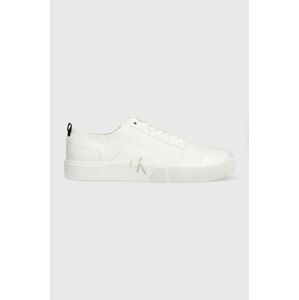 Tenisky Calvin Klein Jeans SKATER VULC LOW LACEUP BADGE pánske, biela farba