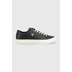 Kožené tenisky Tommy Hilfiger TH HI VULC STREET LOW LEATHER tmavomodrá farba, FM0FM04740