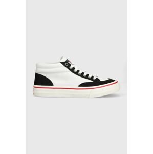 Tenisky Tommy Jeans SKATE CANVAS MID pánske, biela farba, EM0EM01154