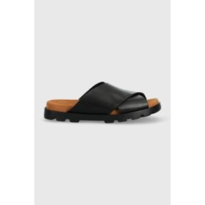 Kožené šľapky Camper Brutus Sandal pánske, čierna farba, K100775.013