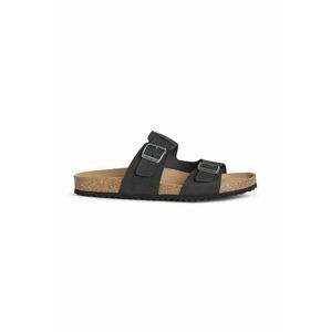 Semišové šľapky Geox U SANDAL GHITA B pánske, čierna farba, U159VB 00032 C9999