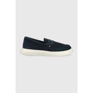 Semišové mokasíny Tommy Hilfiger TOMMY HILFIGER HYBRID LOAFER pánske, tmavomodrá farba, FM0FM04440