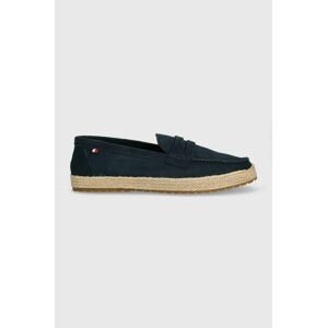 Semišové espadrilky Tommy Hilfiger TH ESPADRILLE CLASSIC SUEDE tmavomodrá farba