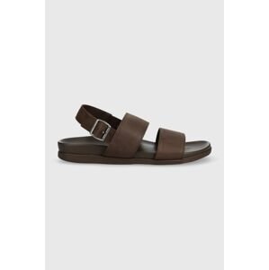 Kožené sandále Tommy Hilfiger HILFIGER PREMIUM LEATHER SANDAL pánske, hnedá farba, FM0FM04461