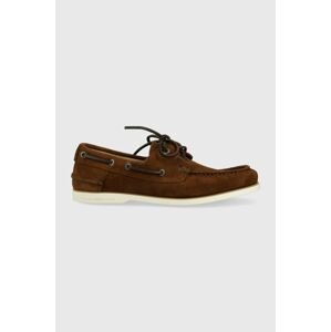 Semišové mokasíny Tommy Hilfiger TH BOAT SHOE CORE SUEDE pánske, hnedá farba, FM0FM04505