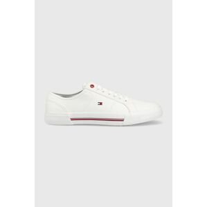 Tenisky Tommy Hilfiger CORE CORPORATE VULC CANVAS pánske, biela farba