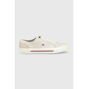 Tenisky Tommy Hilfiger CORE CORPORATE VULC CANVAS pánske, šedá farba