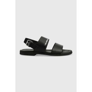 Kožené sandále Karl Lagerfeld KASTOR II pánske, čierna farba, KL70206