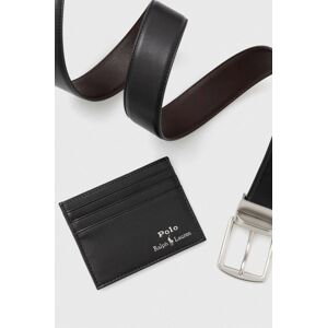 Opasok a kožený obal na karty Polo Ralph Lauren čierna farba