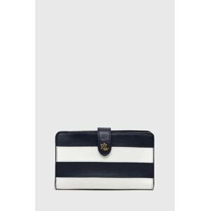Kožená peňaženka Lauren Ralph Lauren dámsky, tmavomodrá farba