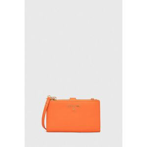Kožená peňaženka Patrizia Pepe dámsky, oranžová farba