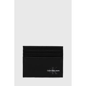 Kožené puzdro na karty Calvin Klein Jeans pánsky, čierna farba