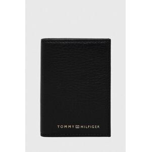 Kožené puzdro na karty Tommy Hilfiger pánsky, čierna farba