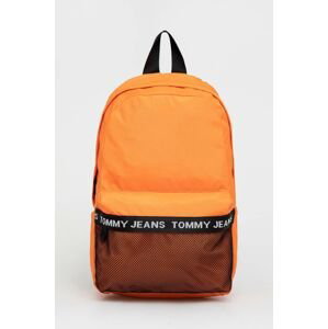 Ruksak Tommy Jeans pánsky, oranžová farba, veľký, s potlačou