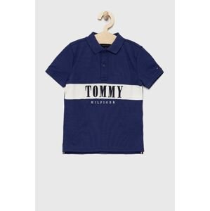 Detské polo tričko Tommy Hilfiger tmavomodrá farba, s nášivkou