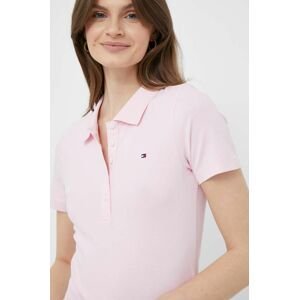 Polo tričko Tommy Hilfiger dámsky, ružová farba