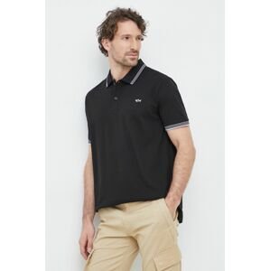 Bavlnené polo tričko Paul&Shark čierna farba, jednofarebné