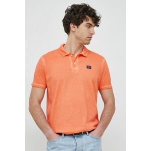 Bavlnené polo tričko Paul&Shark oranžová farba, jednofarebné