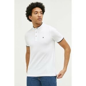 Bavlnené polo tričko Jack & Jones JJEPAULOS biela farba, jednofarebný, 12199711
