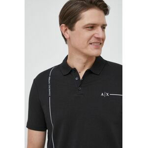Polo tričko Armani Exchange pánske, čierna farba, s potlačou