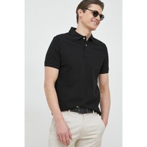 Bavlnené polo tričko Guess čierna farba, jednofarebné