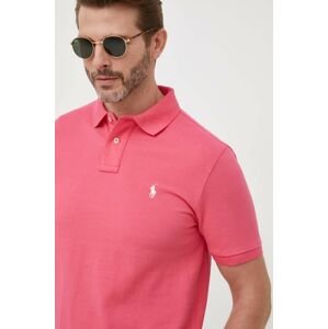 Bavlnené polo tričko Polo Ralph Lauren ružová farba,jednofarebné,710782592