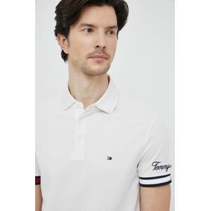 Bavlnené polo tričko Tommy Hilfiger biela farba, s nášivkou