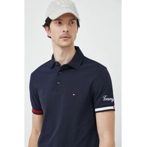 Bavlnené polo tričko Tommy Hilfiger tmavomodrá farba, s nášivkou