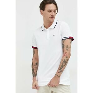 Bavlnené polo tričko Tommy Jeans biela farba,jednofarebné,DM0DM12963