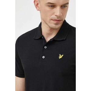 Bavlnené polo tričko Lyle & Scott čierna farba, jednofarebné