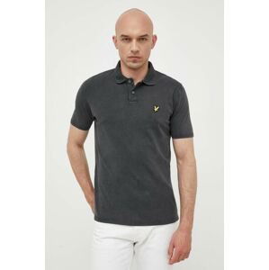 Bavlnené polo tričko Lyle & Scott čierna farba, jednofarebné