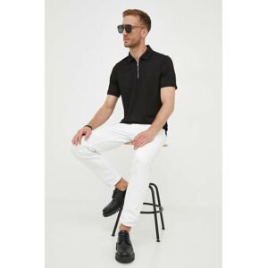 Polo tričko Karl Lagerfeld pánske, čierna farba, s nášivkou