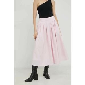 Bavlnená sukňa Herskind ružová farba, maxi, áčkový strih