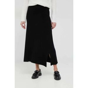 Vlnená sukňa Dkny čierna farba, maxi, rovný strih