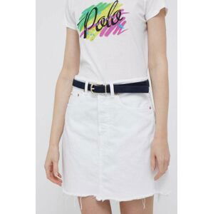 Rifľová sukňa Polo Ralph Lauren biela farba, mini, rovný strih