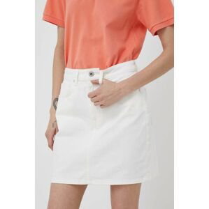 Rifľová sukňa Gant béžová farba, mini, rovný strih
