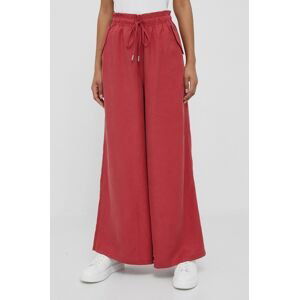 Nohavice Pepe Jeans Buffy dámske, červená farba, široké, vysoký pás
