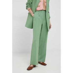 Nohavice Selected Femme dámske, zelená farba, široké, vysoký pás